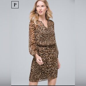 White House Black Market leopard soft blouson dress size 4